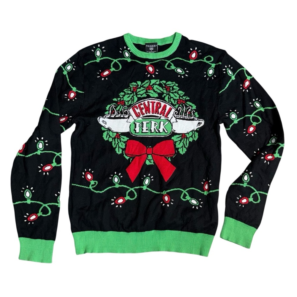 Friends The Television Series Black and Green Central Perk Sweater Large
